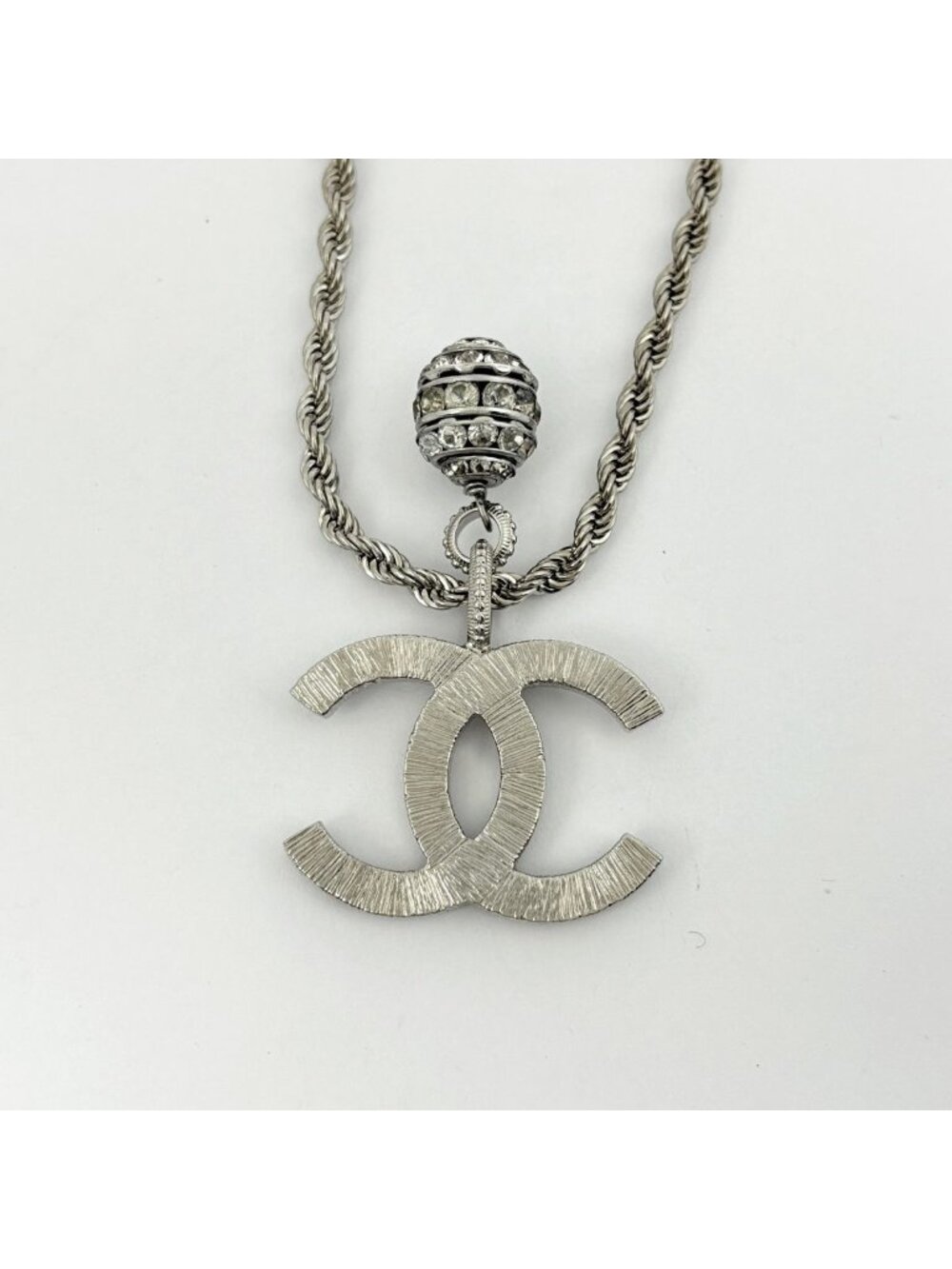 Chanel CC Logo Line Necklace Silver Plating - Picture 2 of 5
